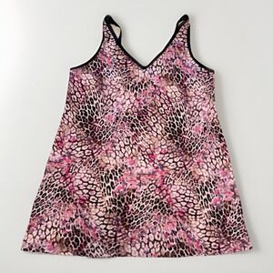 Joyspun Womens Mesh‎ Trim Slip Dress Chemise Pjs Pink Leopard Print Plus Size 2X